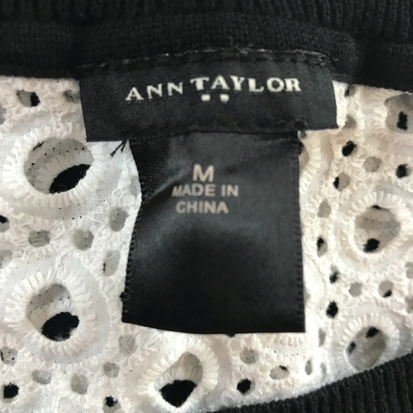 Ann Taylor Black and White Crochet Back Sweater - Picture 5 of 6